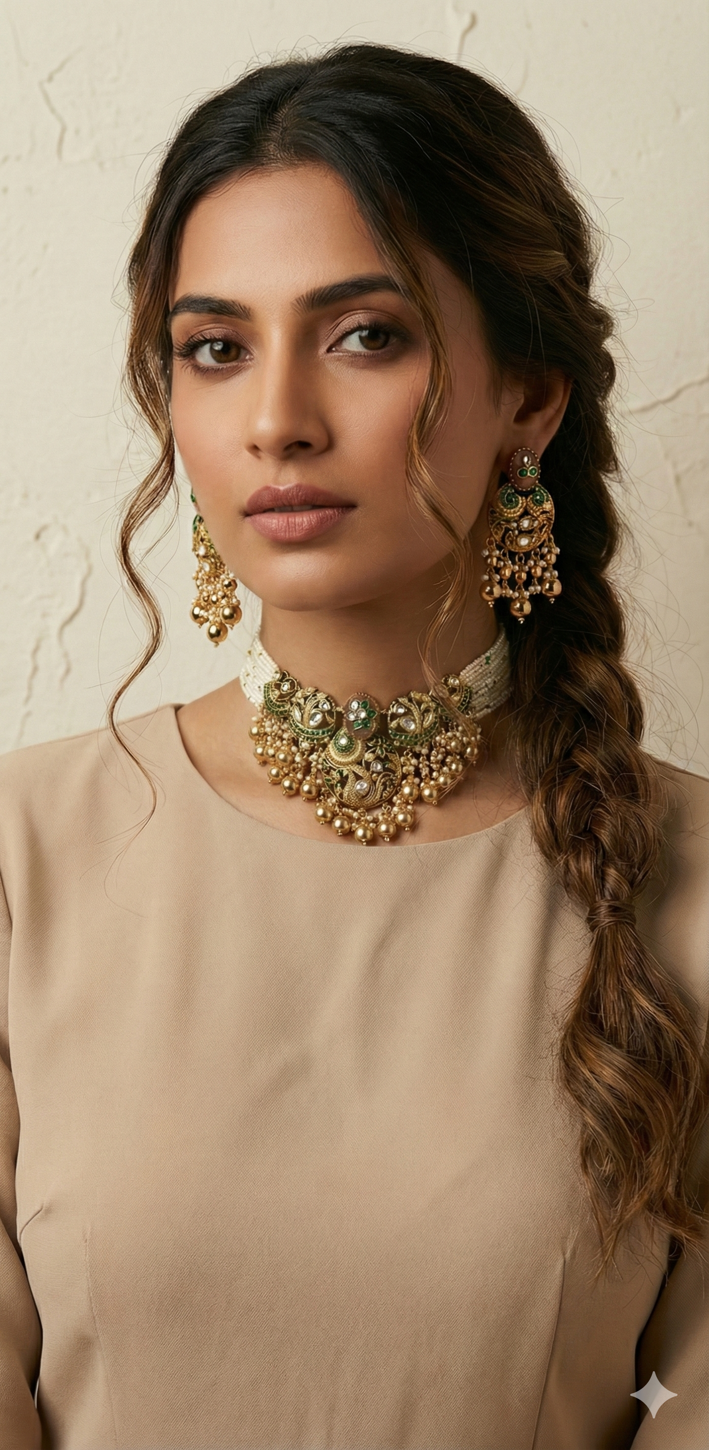Designer replica Necklace with mint green stone and earring