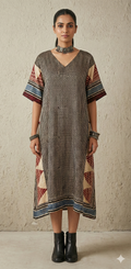 Designer Ajrakh modal silk dress