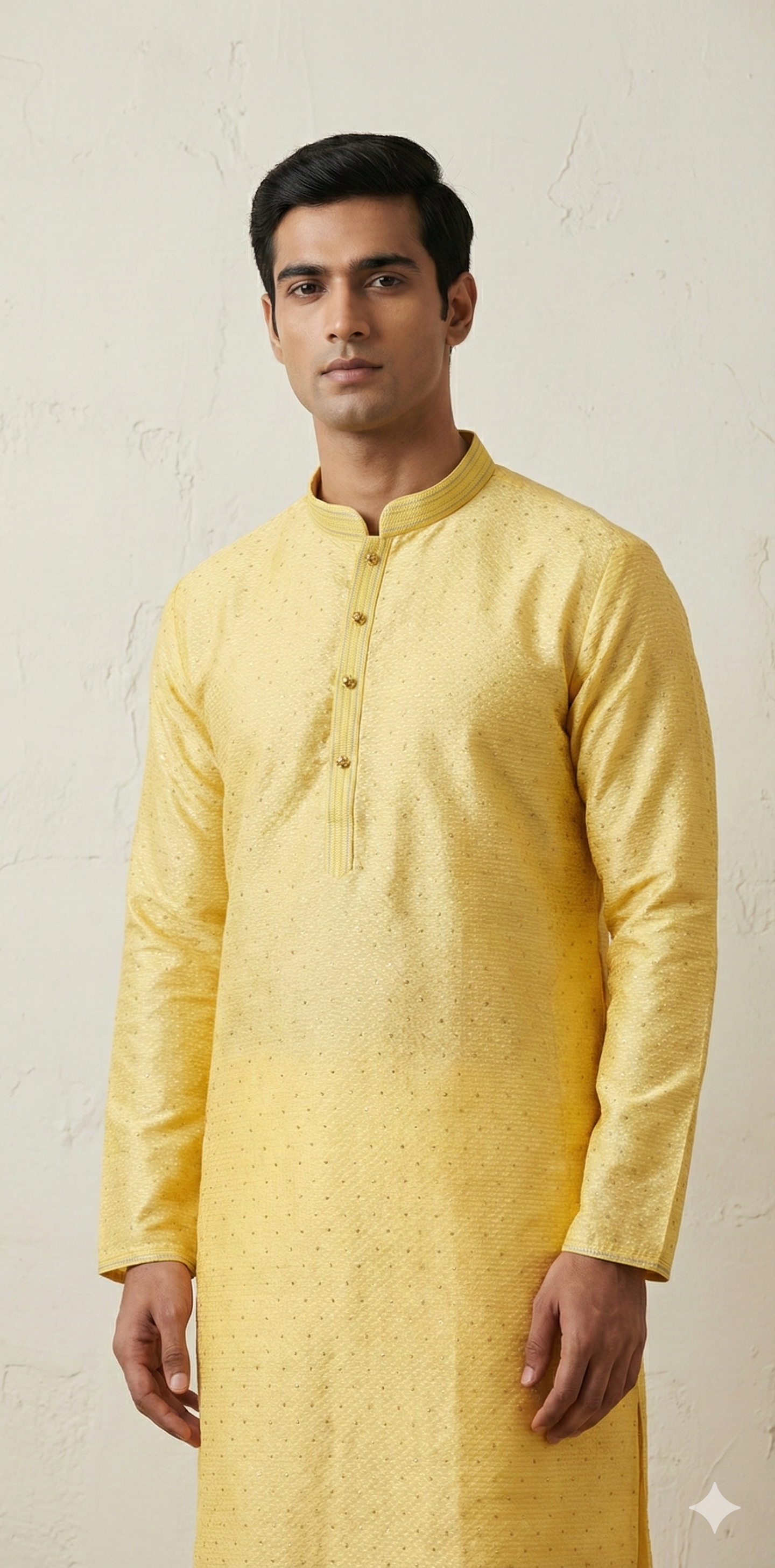 Yellow semi silk Kurta