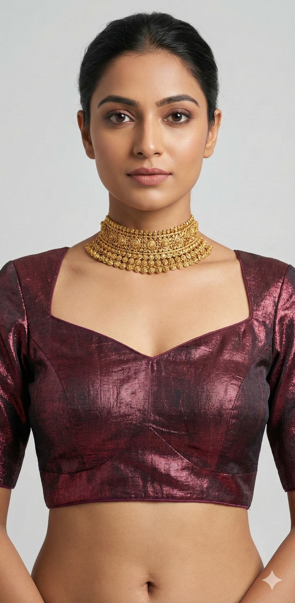 Maroon plain tissue blouse