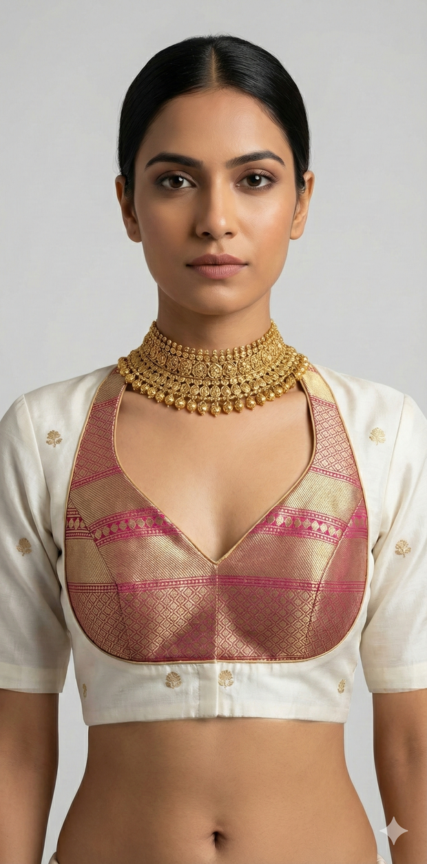 Off white and red 2 in one masaba style blouse