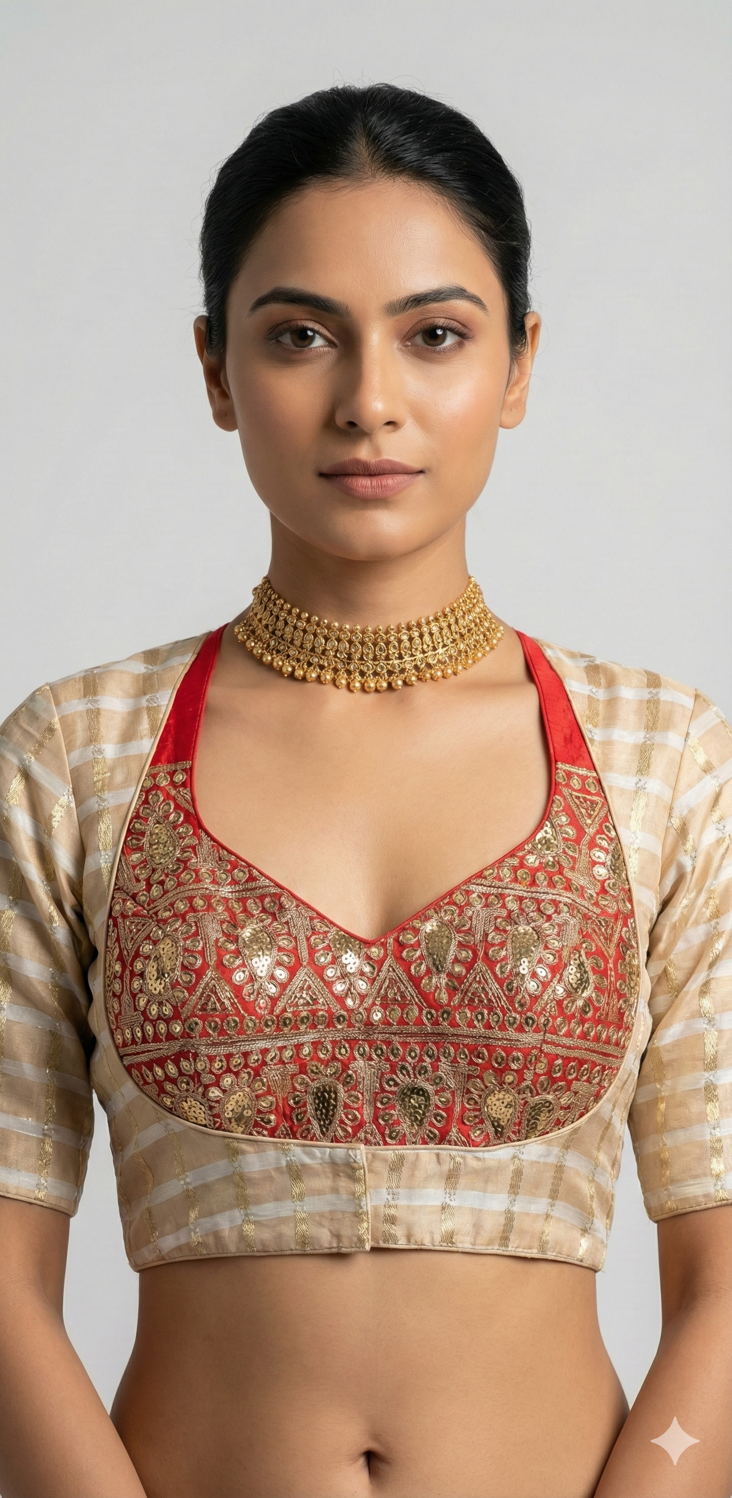 Gold and red 2 in one masaba style blouse