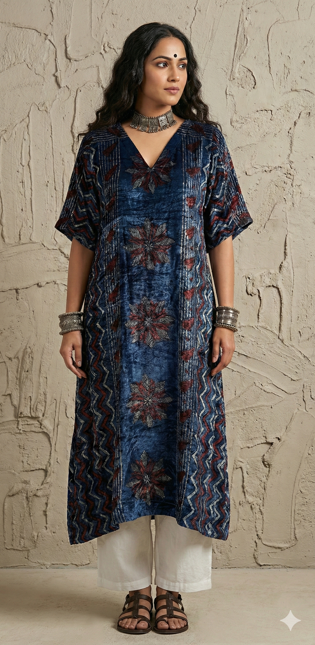 Designer Ajrakh modal silk dress