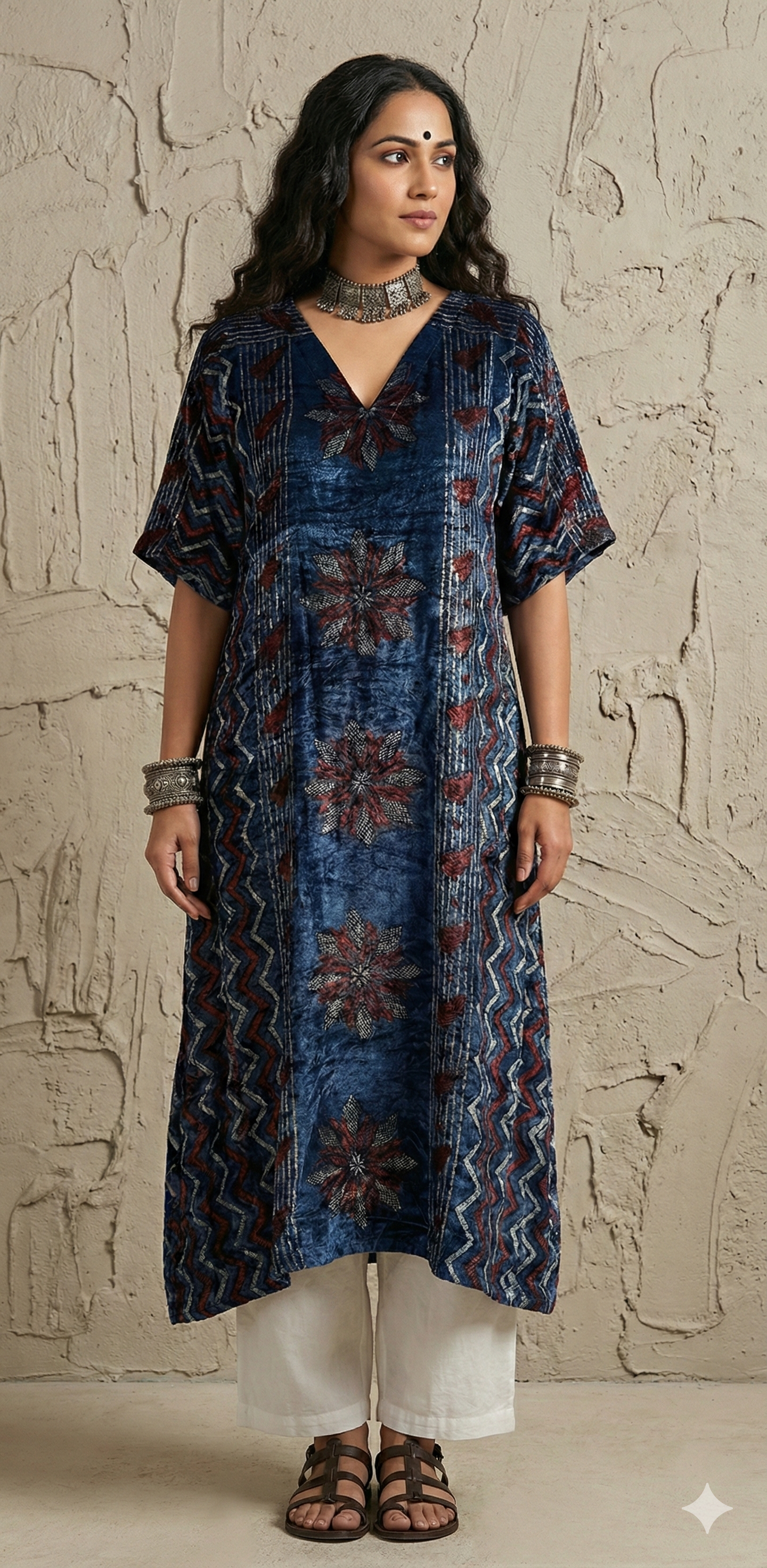 Designer Ajrakh modal silk dress
