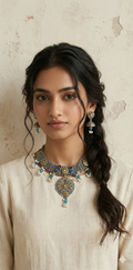 Dual tone necklace with jhumka