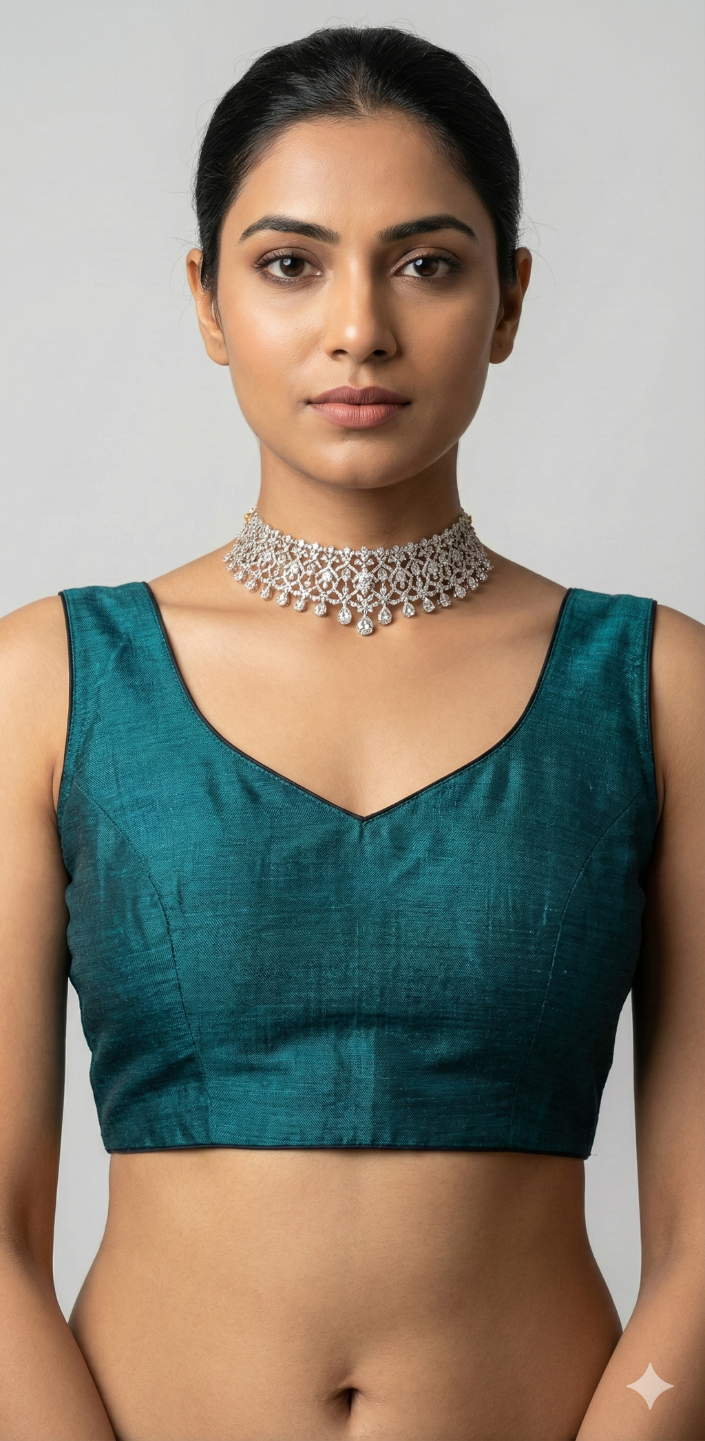 Green cotton sleeveless blouse