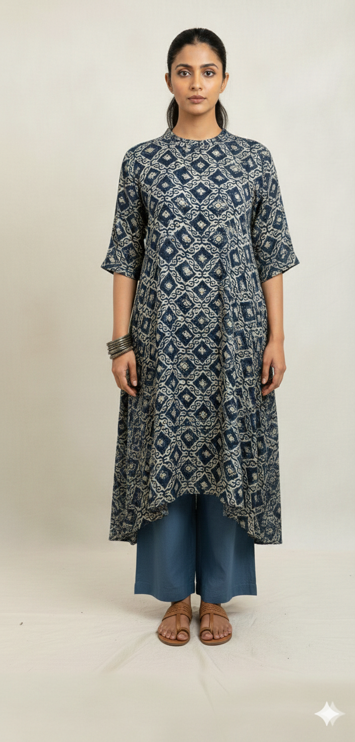 Ajrakh modal silk dress