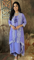 Silk kurti set with organza shrug