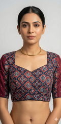 Modal silk blouse with hand embroidery