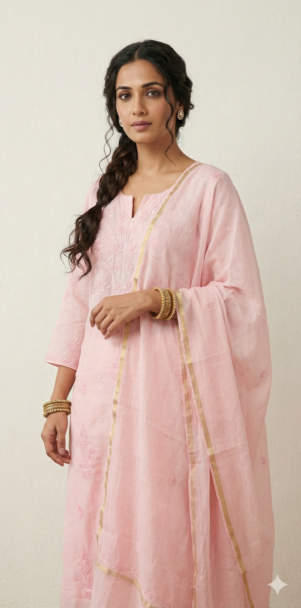 Designer Chikankari kurti with bottom and dupatta