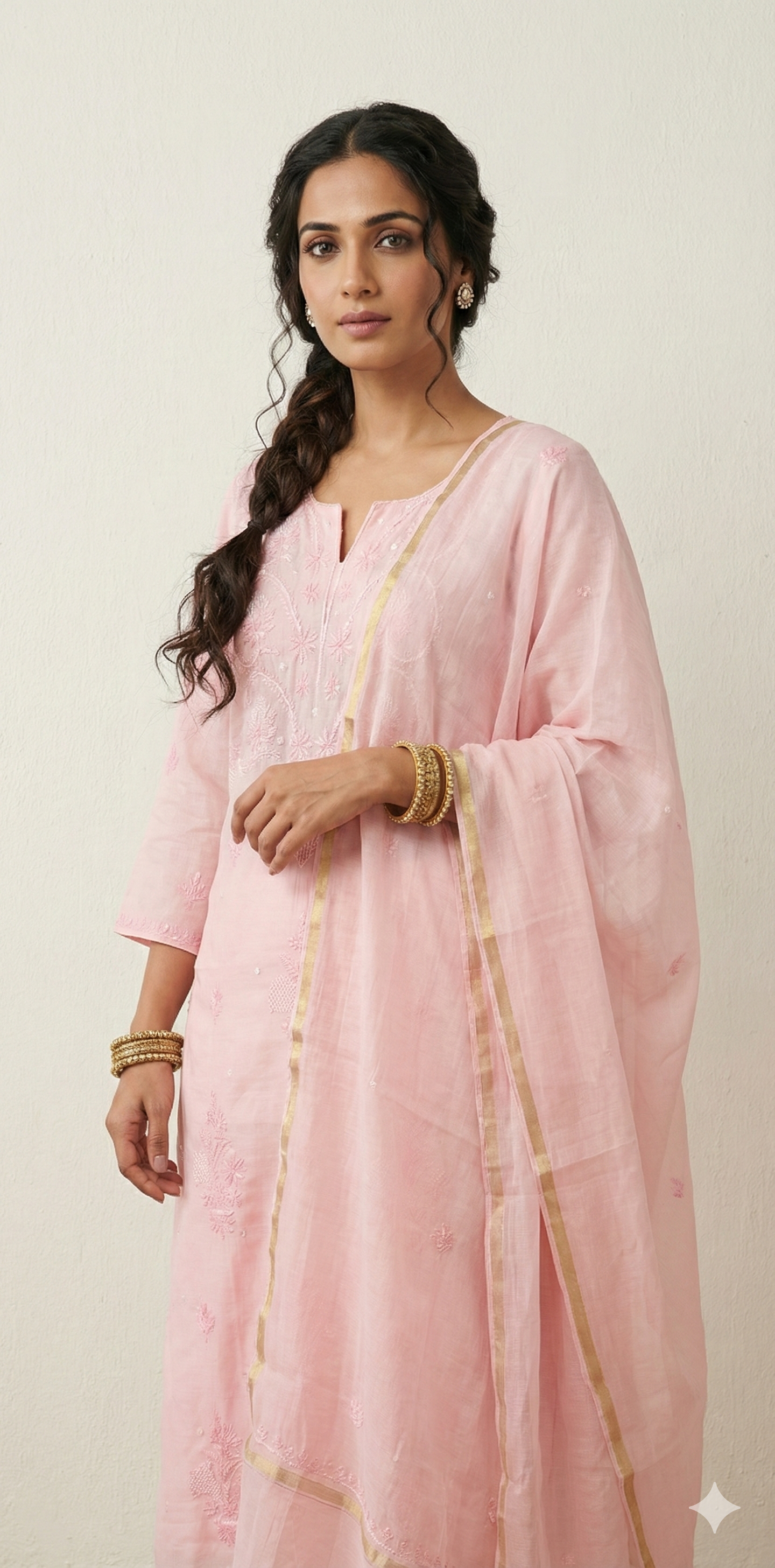 Designer Chikankari kurti with bottom and dupatta