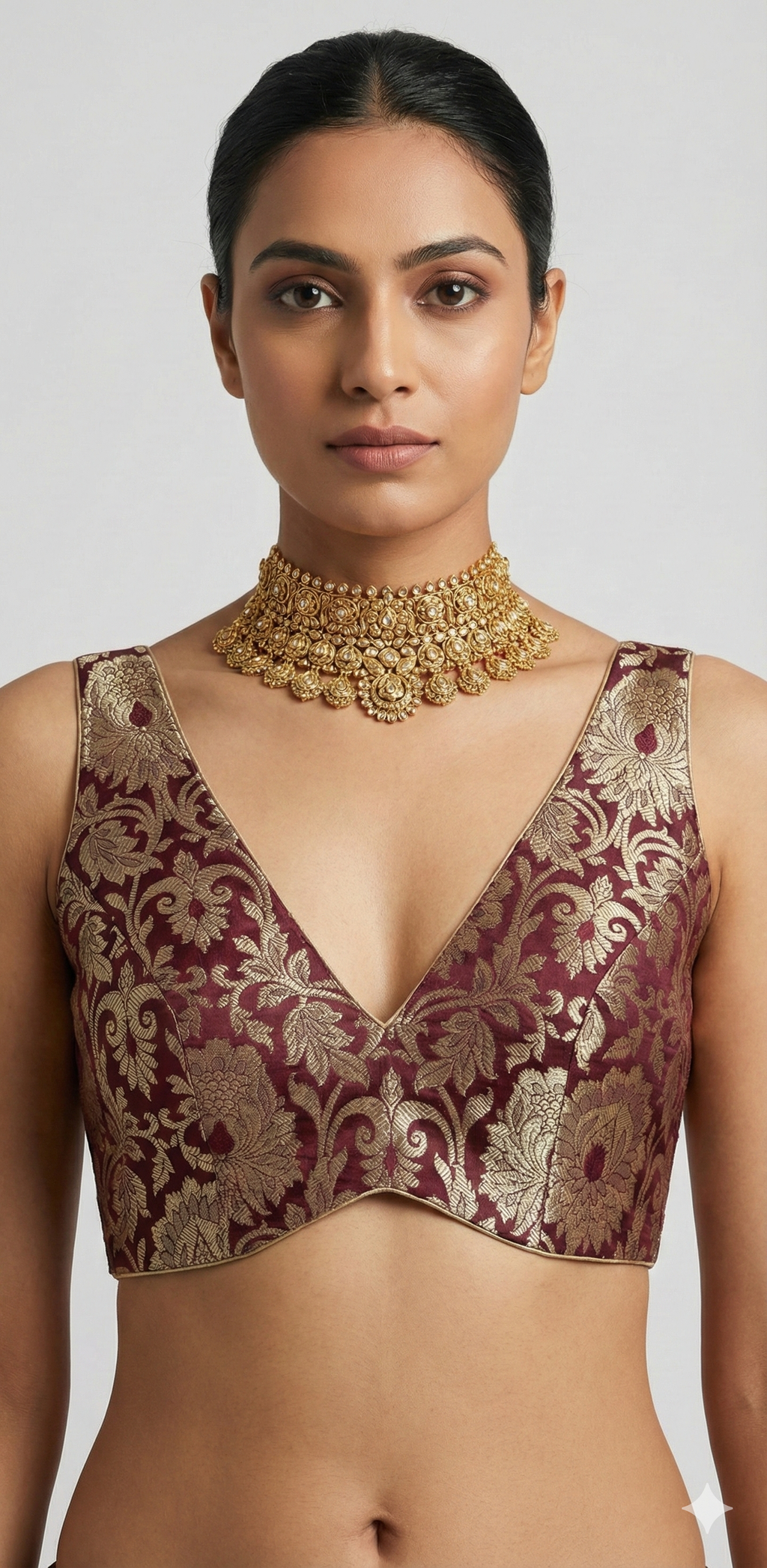 Wine brocade blouse