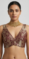 Wine brocade blouse