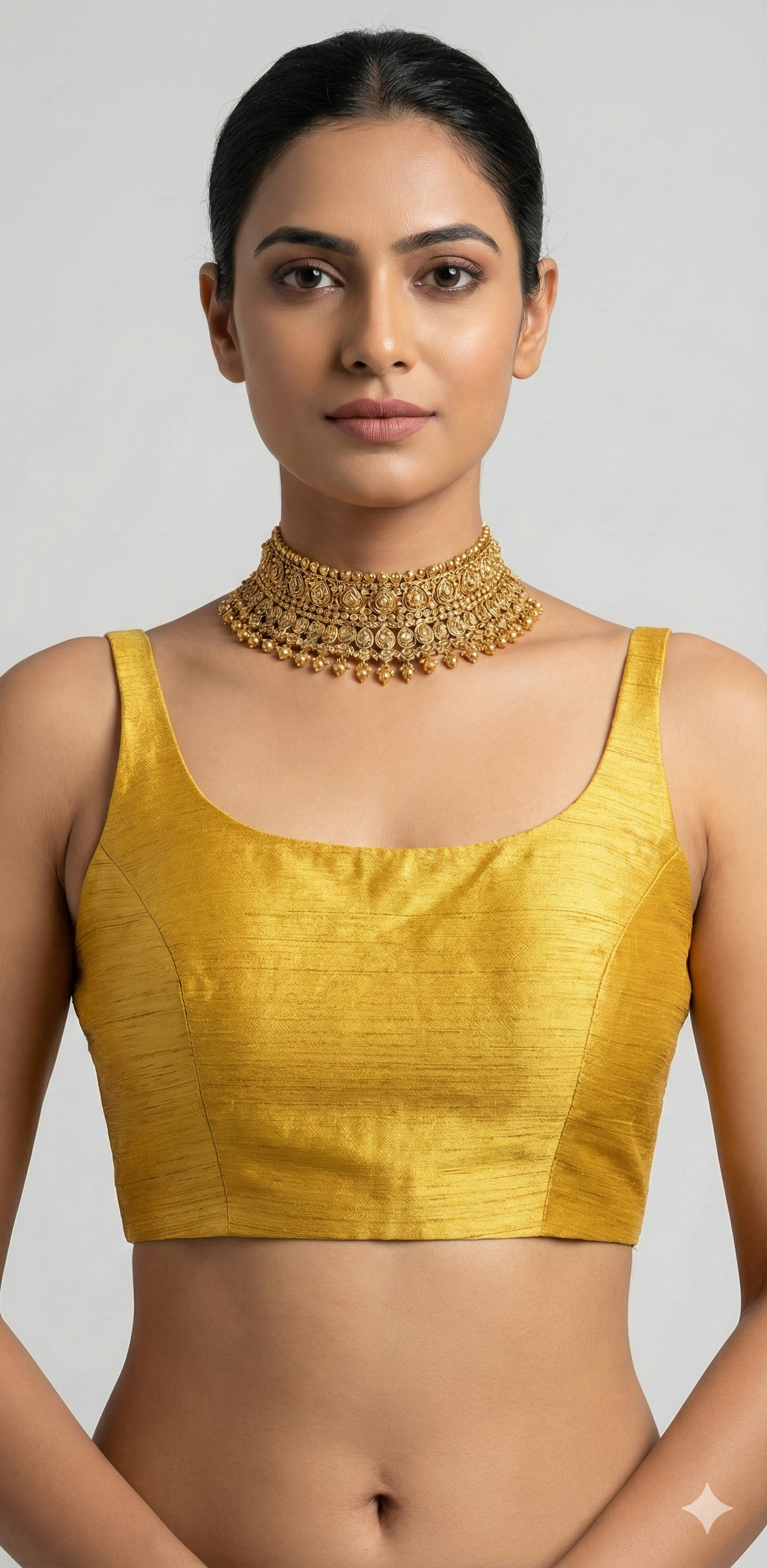 Yellow sleeveless blouse