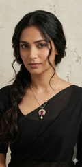 Jadu kundan stone snf purple stone with pearl chain