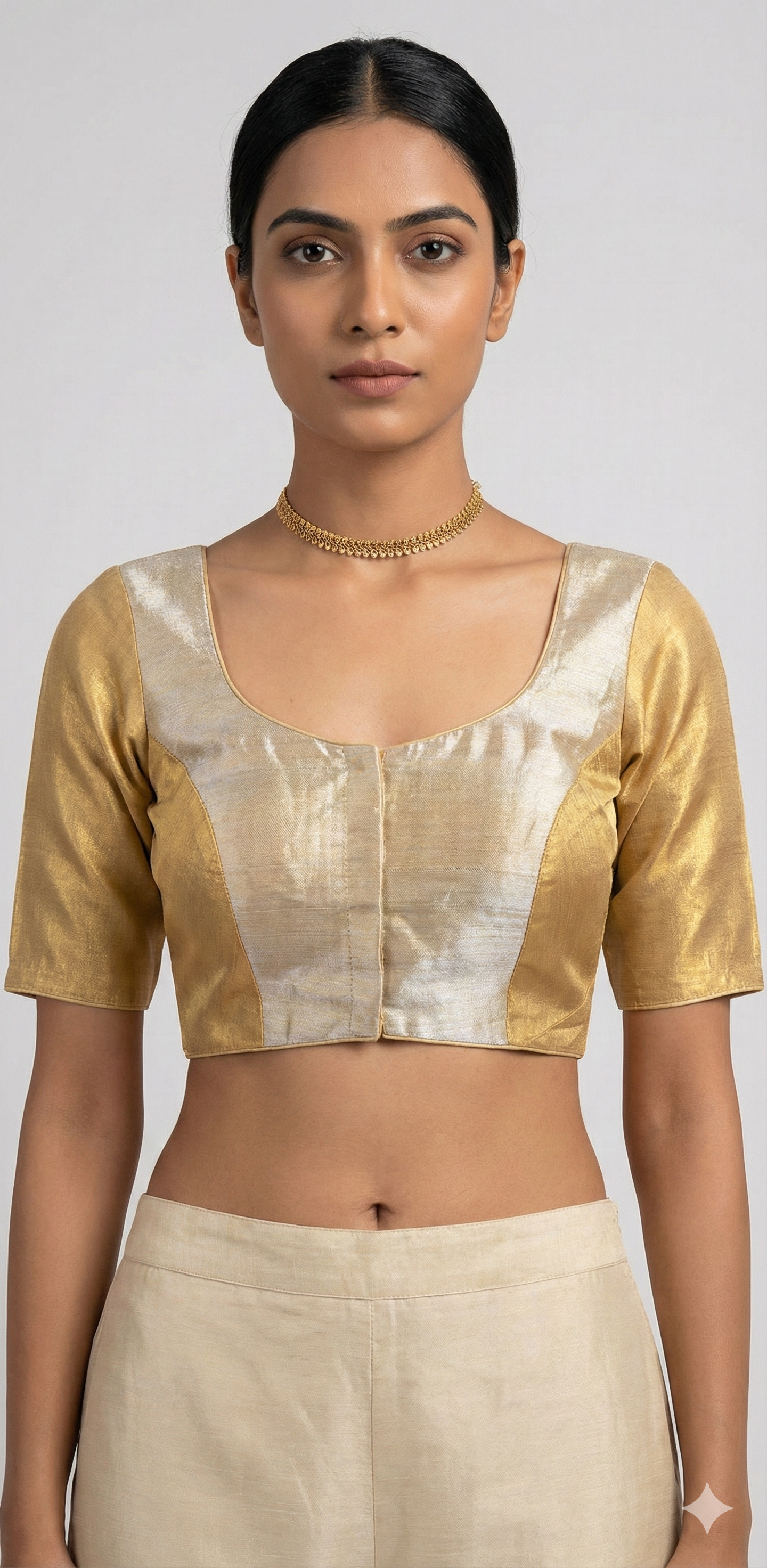 Light gold brocade blouse
