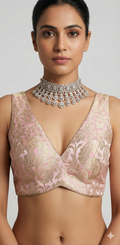 Light pink banarsi brocade blouse