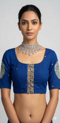 Blue cotton patchwork blouse