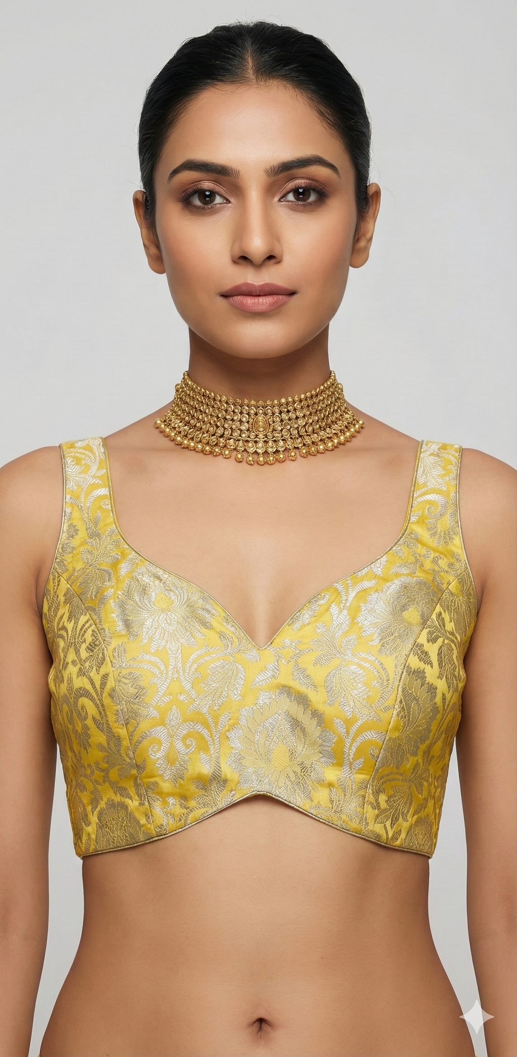 Yellow banarsi brocade blouse
