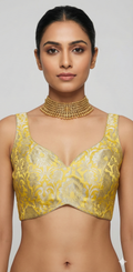 Yellow banarsi brocade blouse