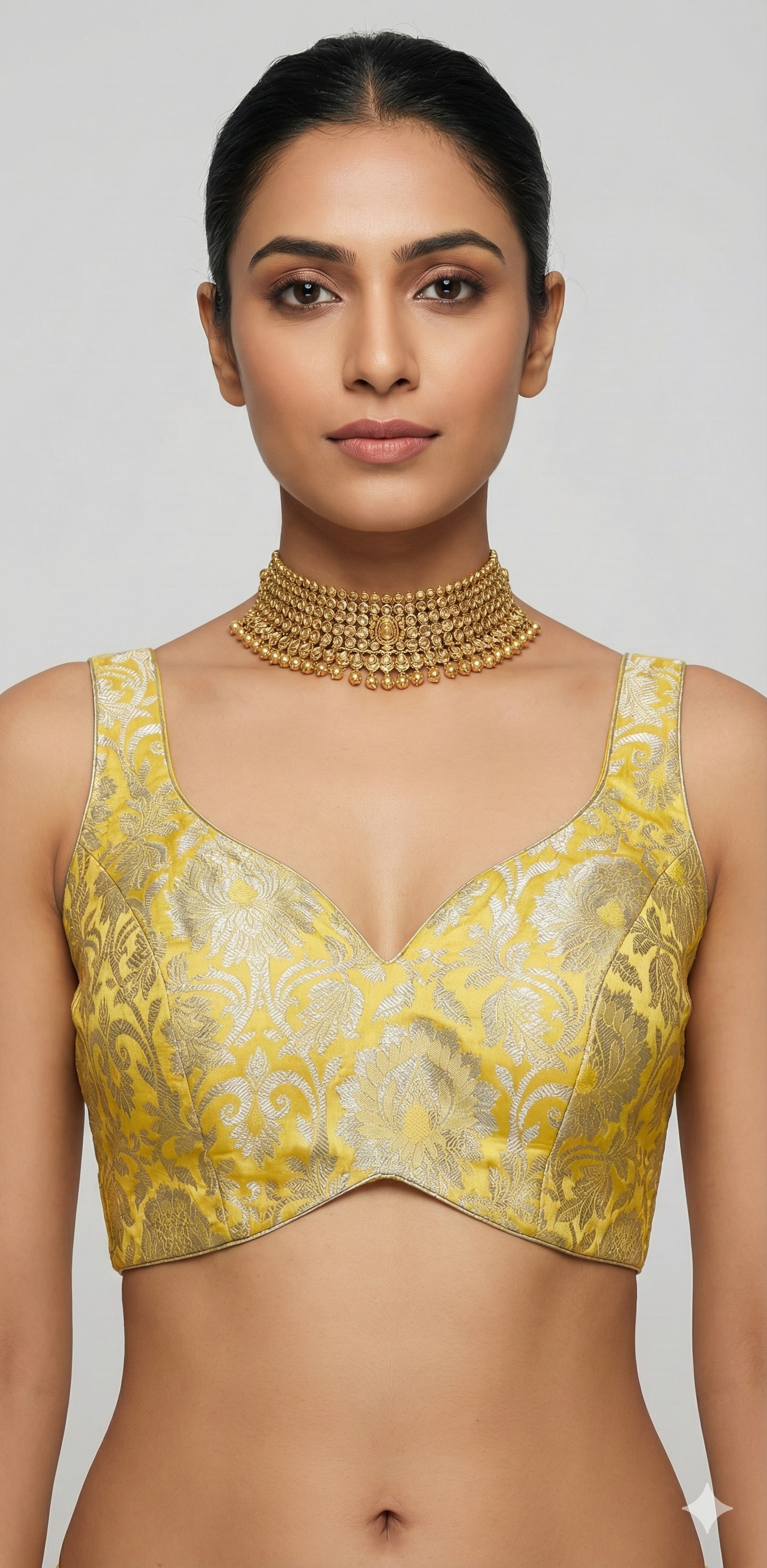 Yellow banarsi brocade blouse