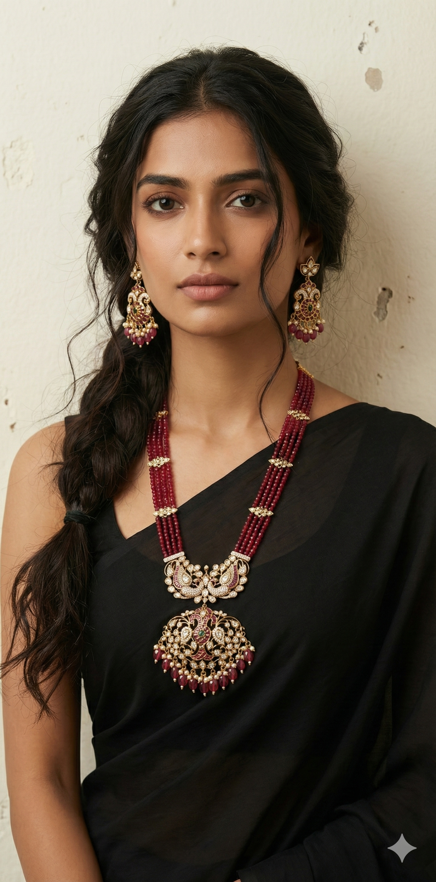 Long necklace with earring
