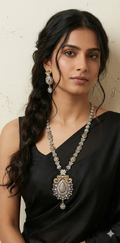 Dual tone necklace and earring