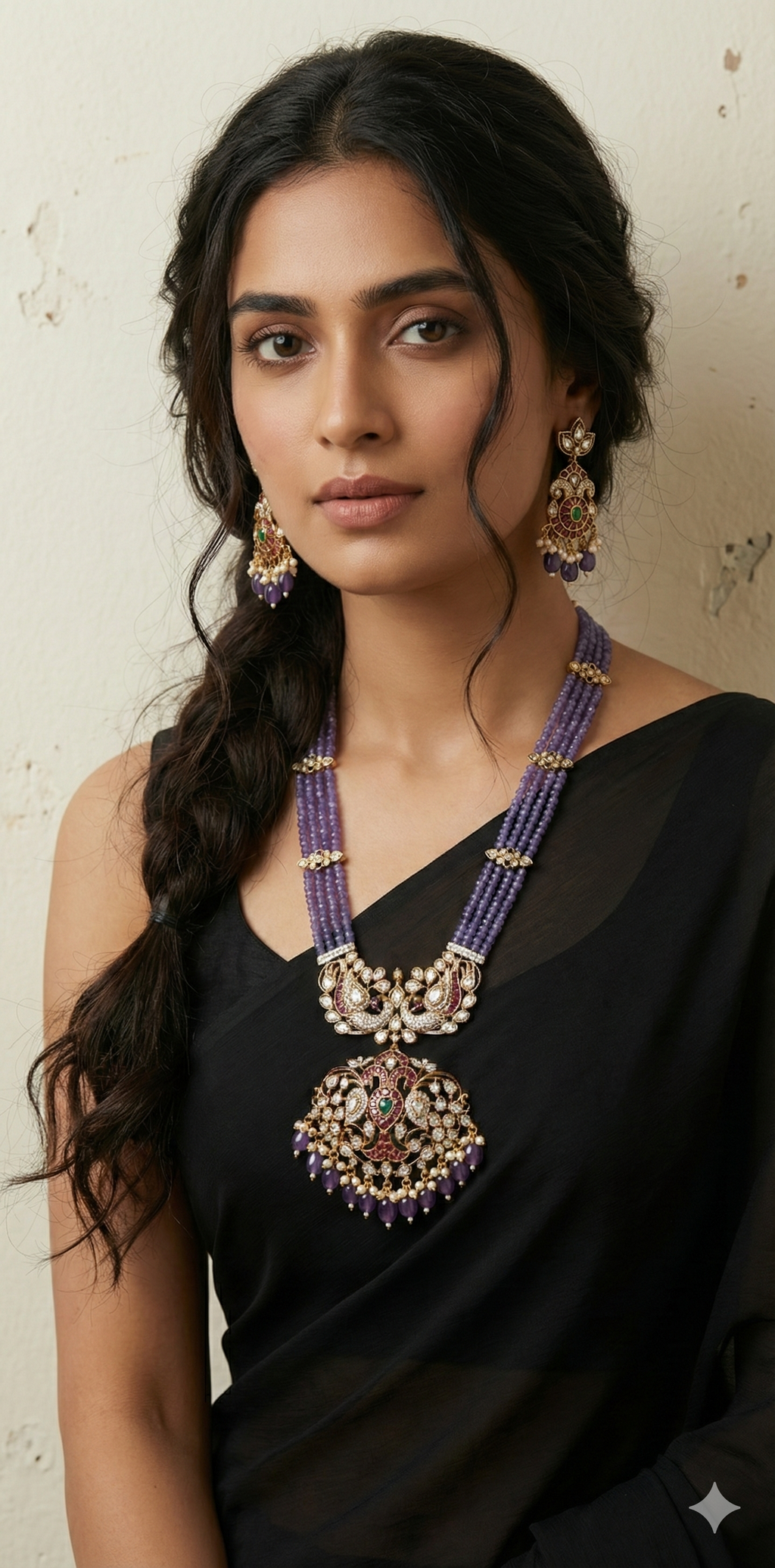 Long necklace with earring