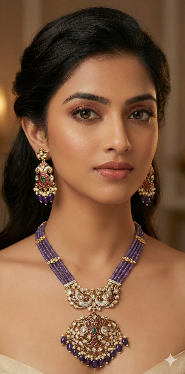 Long necklace with earring