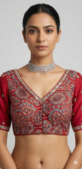 Modal silk blouse with hand emroidery