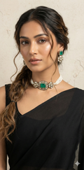Choker with green and moissanite stone