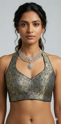 Blue brocade bloue