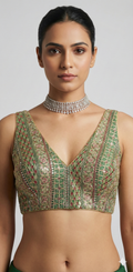 Green sleeveless blouse