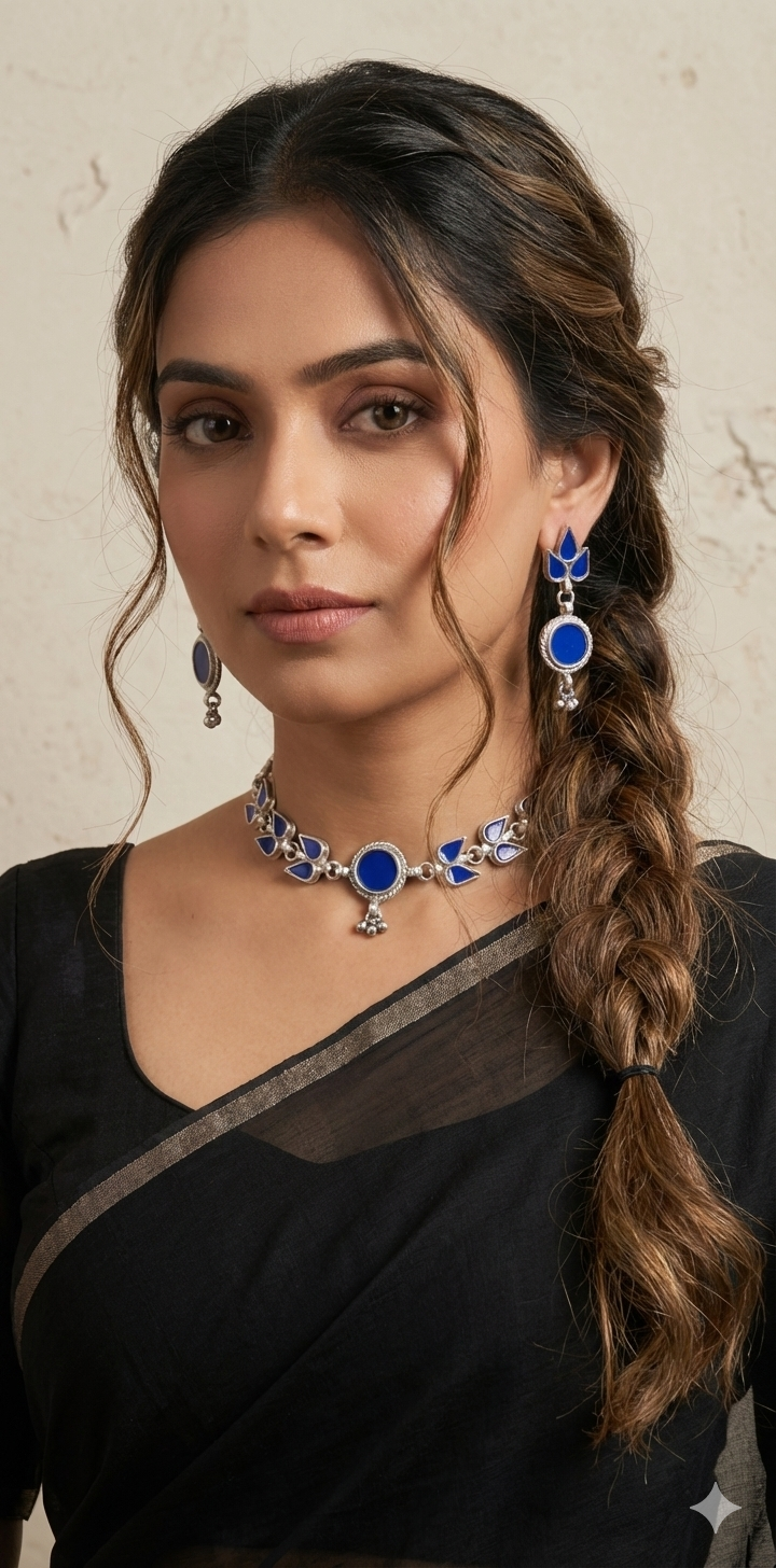 Indian glass choker with earring