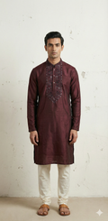 Maroon kurta with emroidery