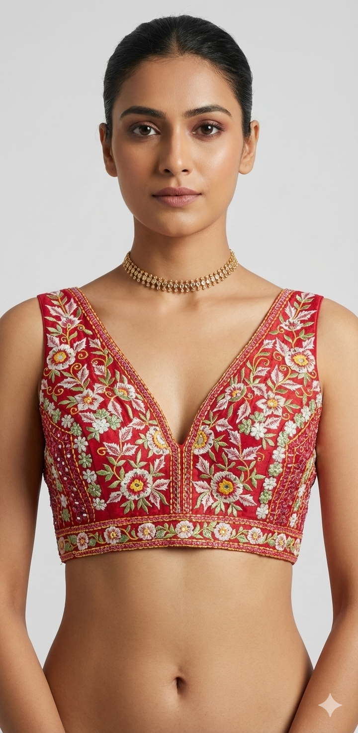 Red designer blouse