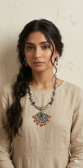 Dual tone necklace and earring