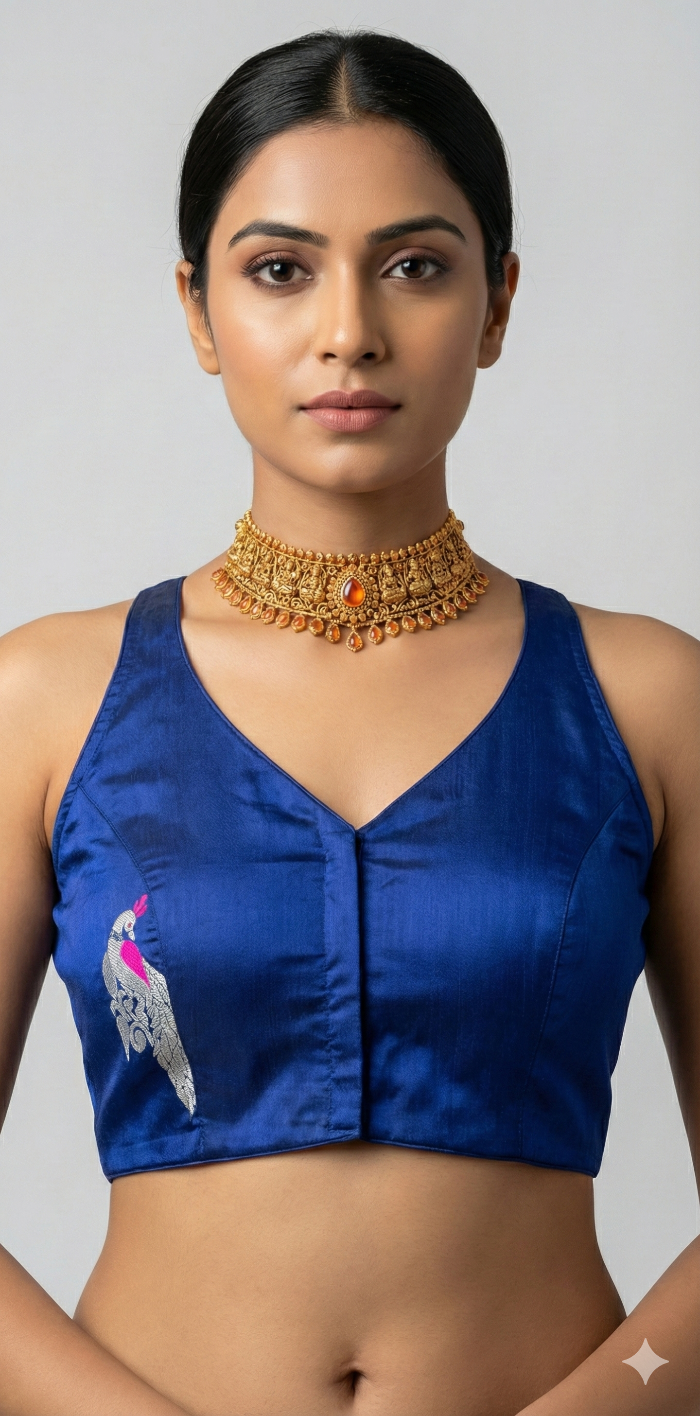 Navy blue silk blouse