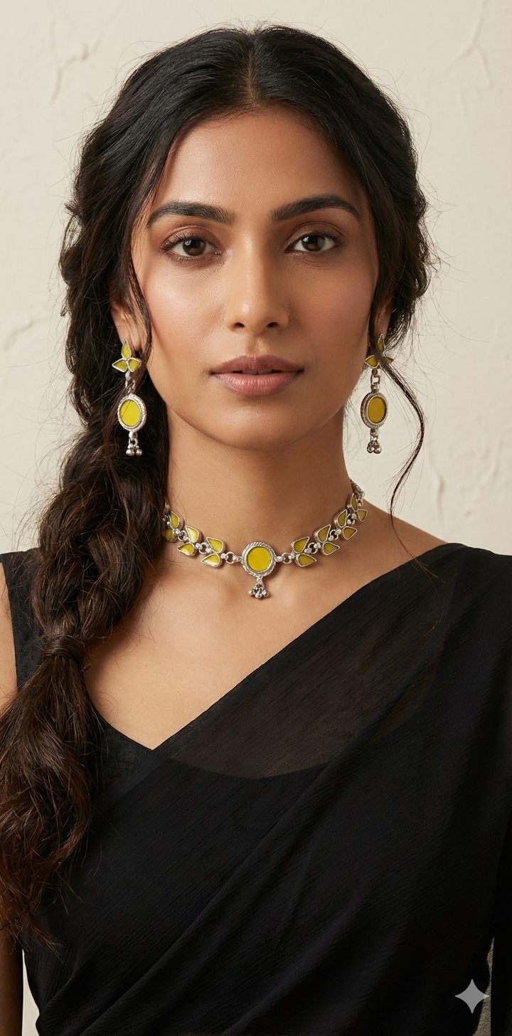 Indian glass choker with earring