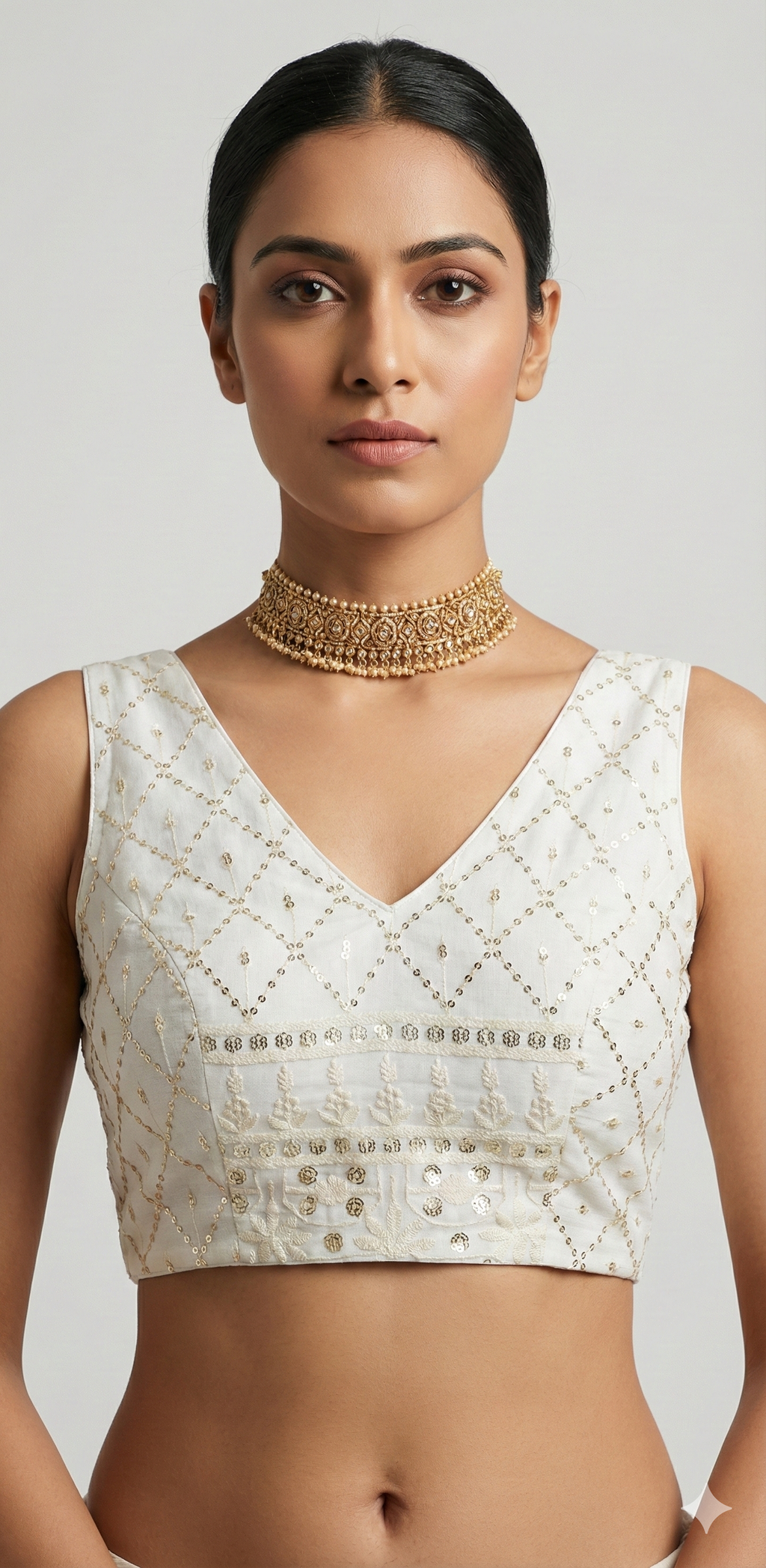 Offwhite georgette chikankari blouse