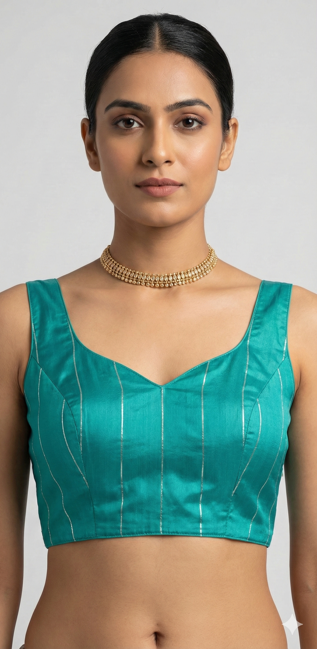 Green silk blouse