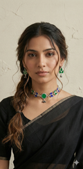 Indian glass choker with earring