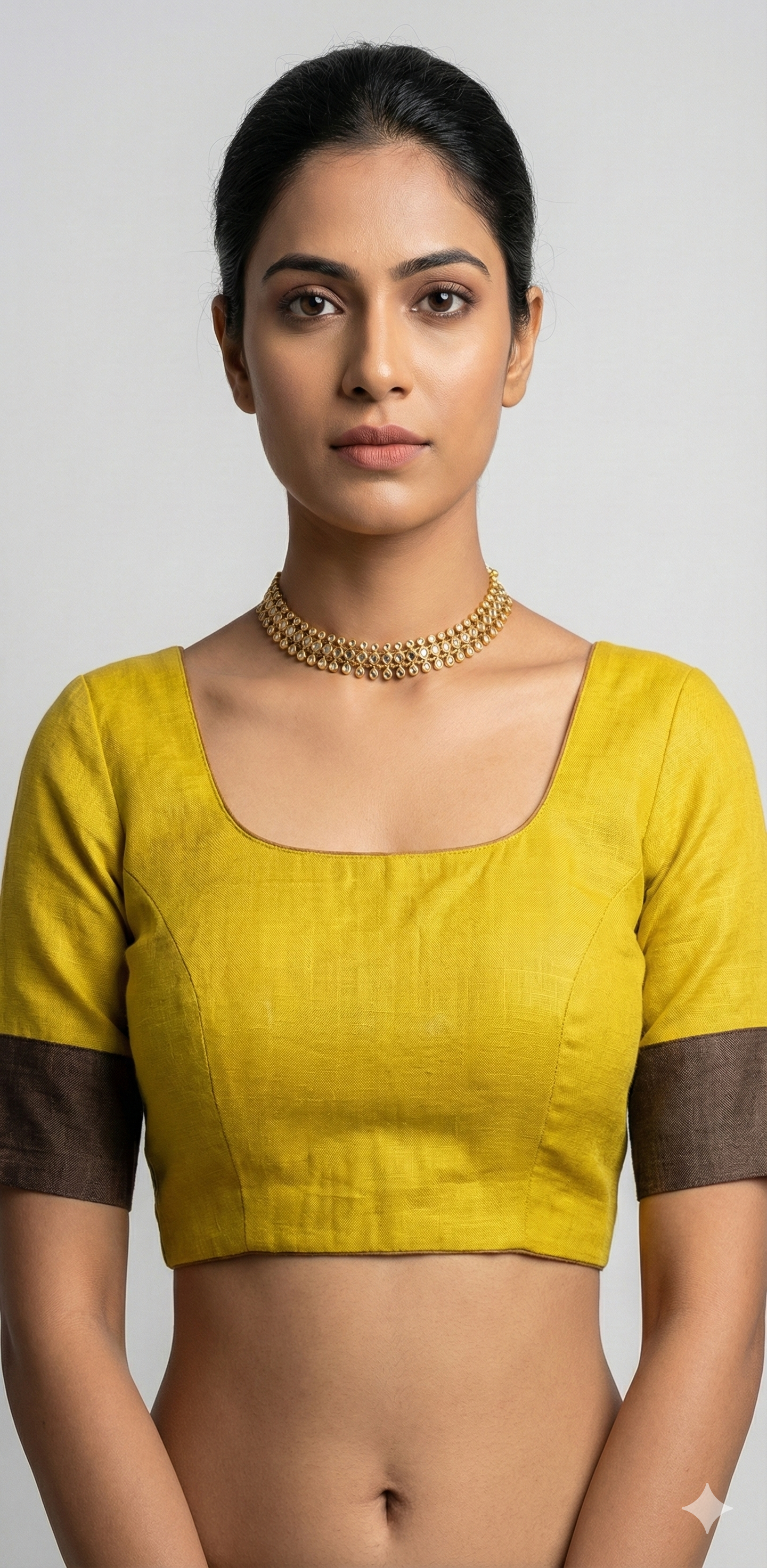 Greenish yellow tussar silk blouse
