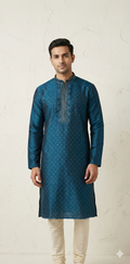 Blue silk kurta
