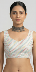 Offwhite sequins sleeveless blouse