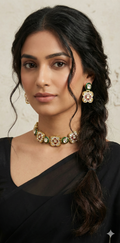 Choker with kundan and meenakari work and stud