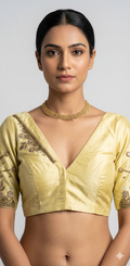 Cream color silk blouse with handwork