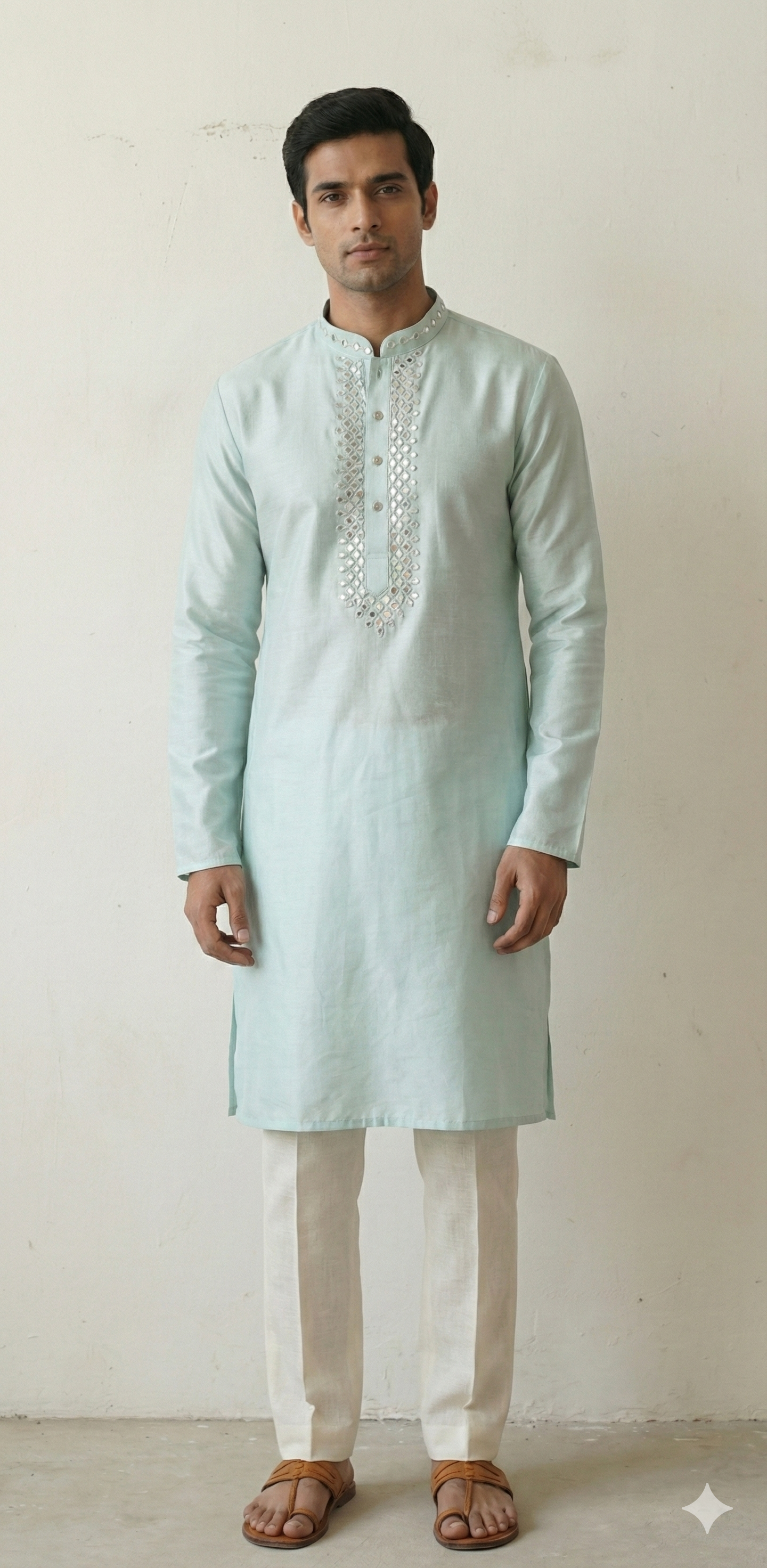 Light blue kurta with Mirror work