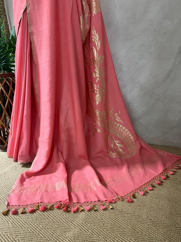 Pure Munga silk designer weave (single Motif) saree with stitched blouse