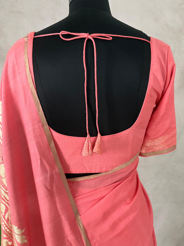 Pure Munga silk designer weave (single Motif) saree with stitched blouse
